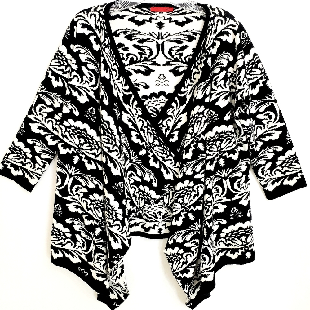 RED  Black/Creme Floral Longsleeve Cardigan